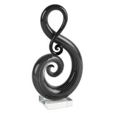 12" Black and White Murano Glass Modern Abstract Tabletop Sculpture - Homeroots