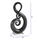 12" Black and White Murano Glass Modern Abstract Tabletop Sculpture - Homeroots