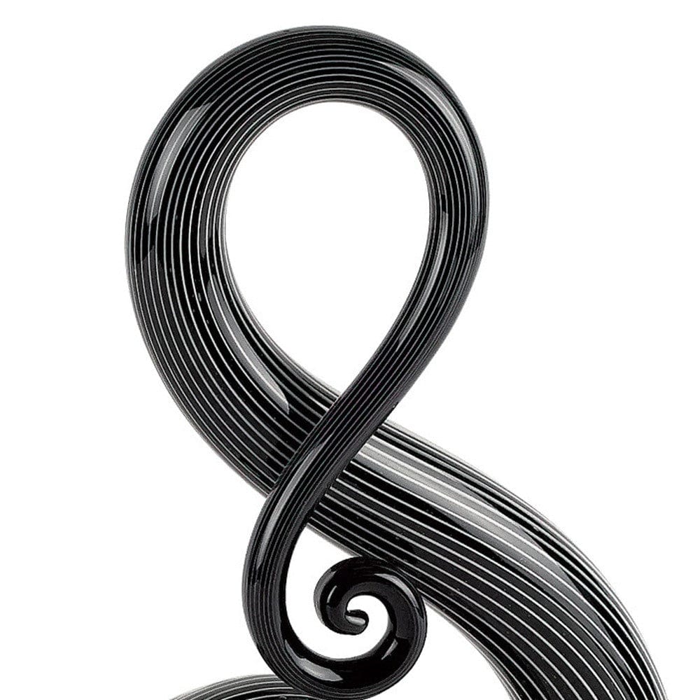 12" Black and White Murano Glass Modern Abstract Tabletop Sculpture - Homeroots