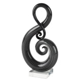 12" Black and White Murano Glass Modern Abstract Tabletop Sculpture - Homeroots