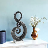 12" Black and White Murano Glass Modern Abstract Tabletop Sculpture - Homeroots