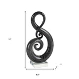 12" Black and White Murano Glass Modern Abstract Tabletop Sculpture - Homeroots