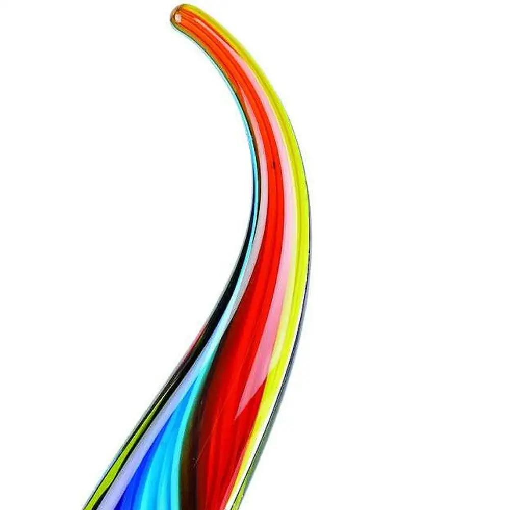 17" Blue and Red Murano Glass Modern Abstract Tabletop Sculpture - Homeroots