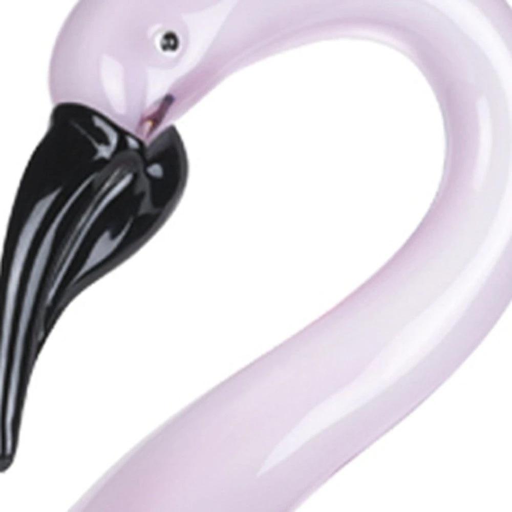 15" Pink Murano Glass Flamingo Figurine Tabletop Sculpture - Homeroots