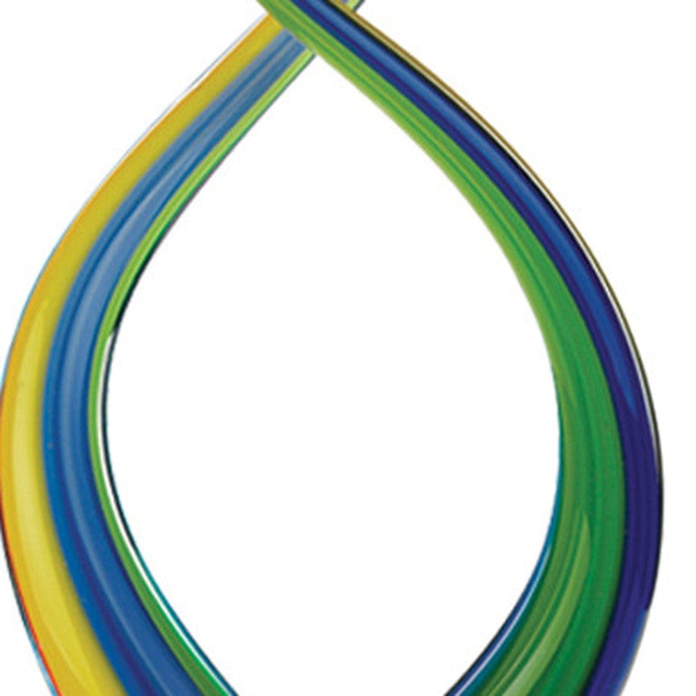 16" Clear Red Blue Yellow Murano Glass Modern Abstract Tabletop Sculpture - Homeroots - Flyclothing LLC