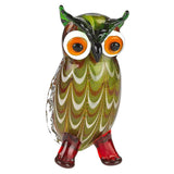 9" Green and White Murano Glass Owl Figurine Tabletop Sculpture - Homeroots