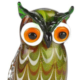 9" Green and White Murano Glass Owl Figurine Tabletop Sculpture - Homeroots