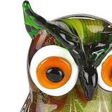 9" Green and White Murano Glass Owl Figurine Tabletop Sculpture - Homeroots