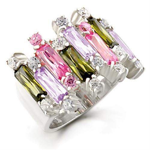 Kora Cocktail Ring - 925 Sterling Silver, AAA CZ , Multi Color - 37611 - Alamode - Flyclothing LLC