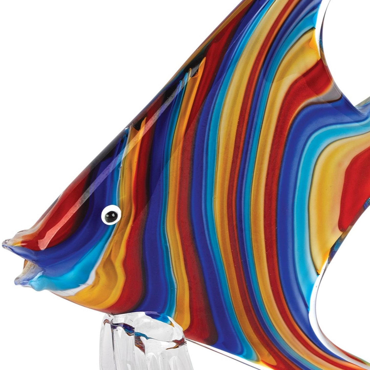 9" Blue and Red Murano Glass Fish Figurine Tabletop Sculpture - Homeroots - Flyclothing LLC