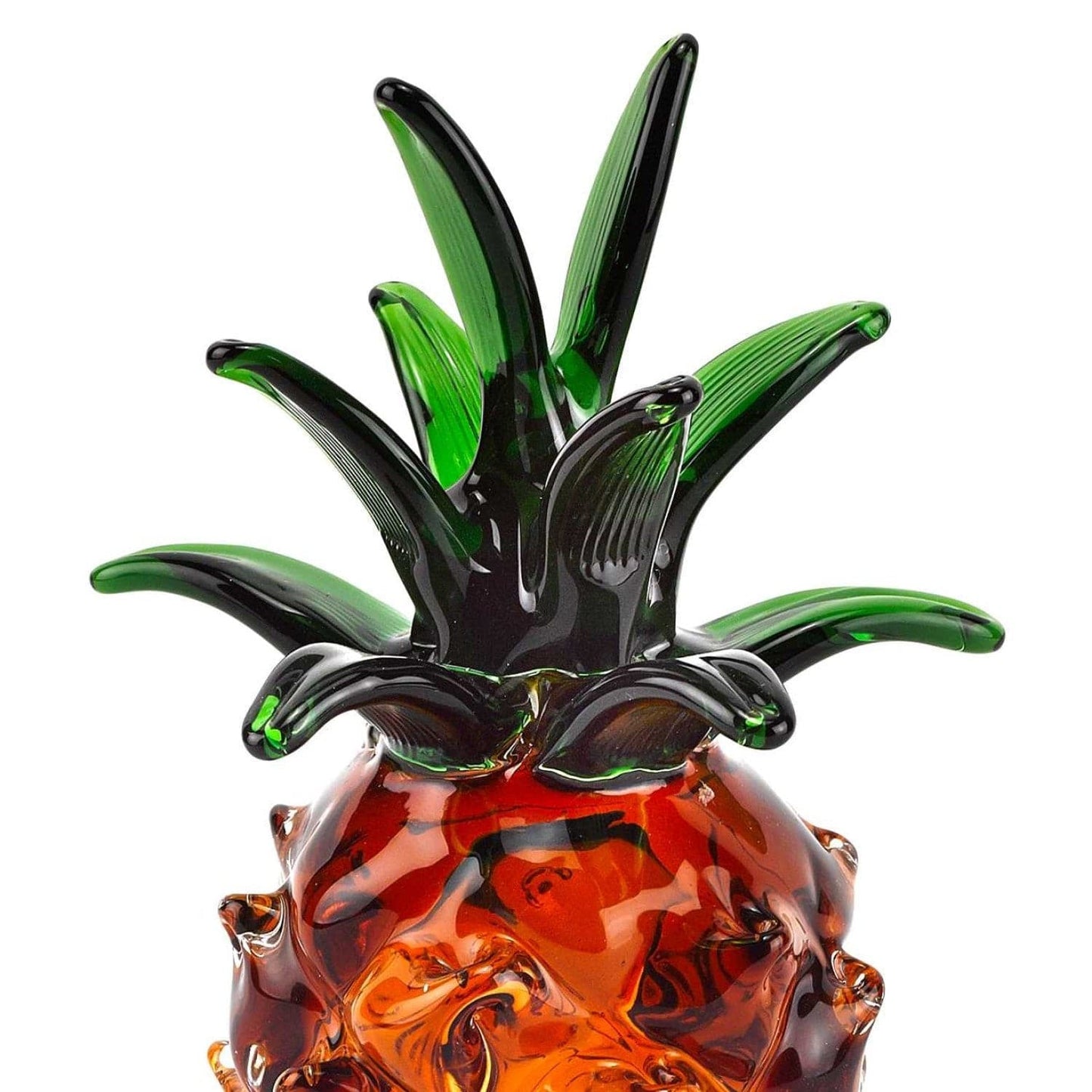 9" Orange Murano Glass Pineapple Statue Tabletop Sculpture - Homeroots - Flyclothing LLC