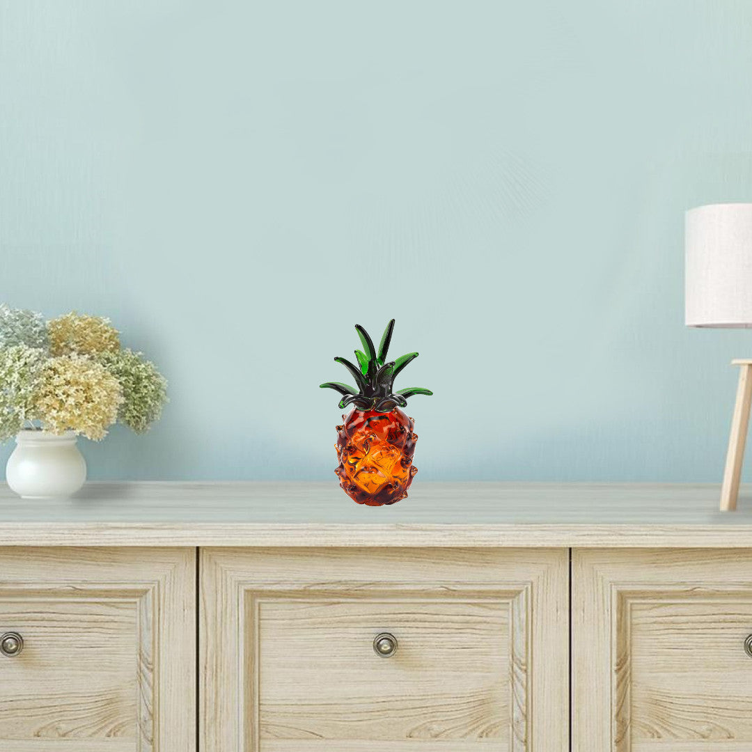 9" Orange Murano Glass Pineapple Statue Tabletop Sculpture - Homeroots - Flyclothing LLC