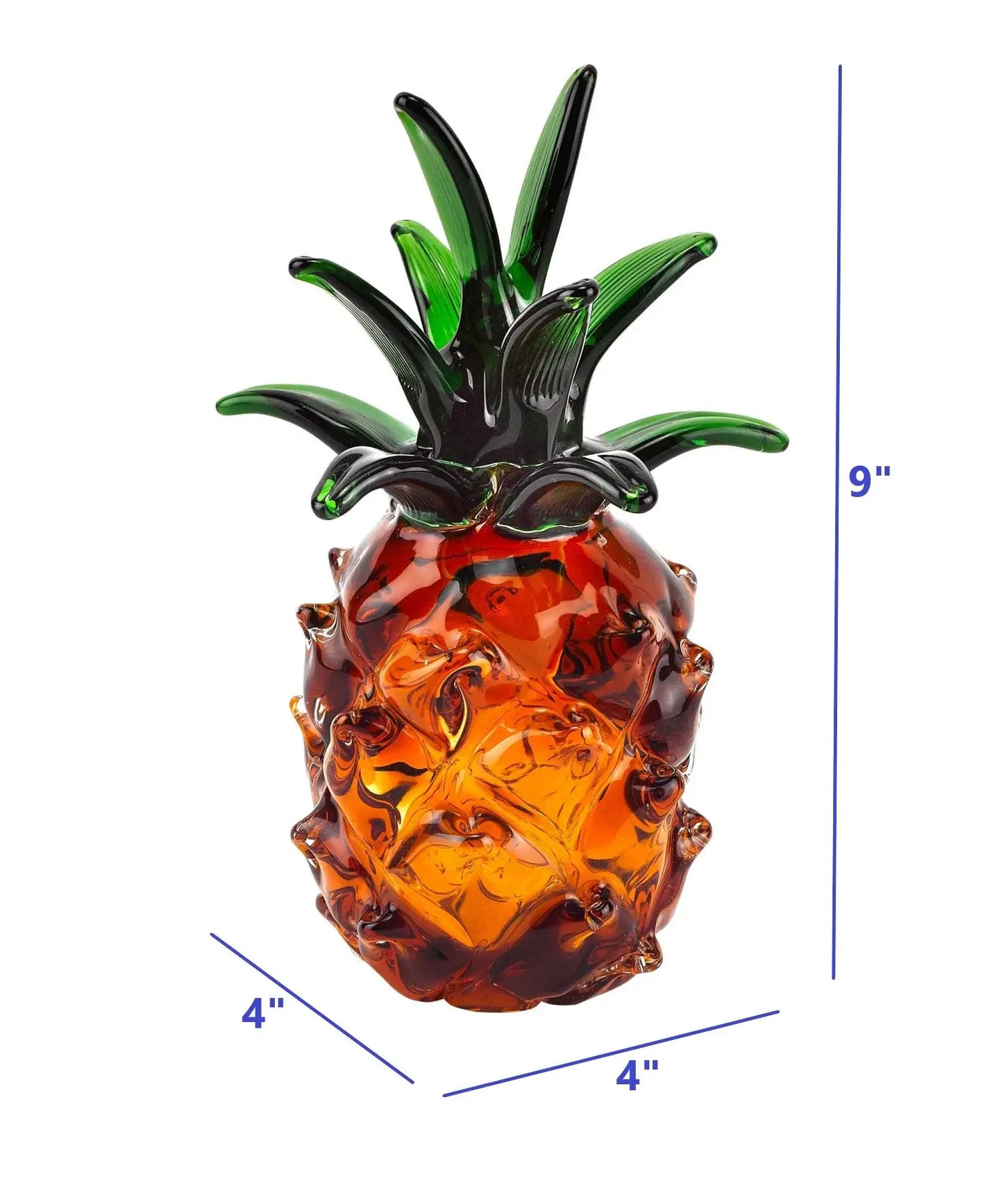 9" Orange Murano Glass Pineapple Statue Tabletop Sculpture - Homeroots - Flyclothing LLC