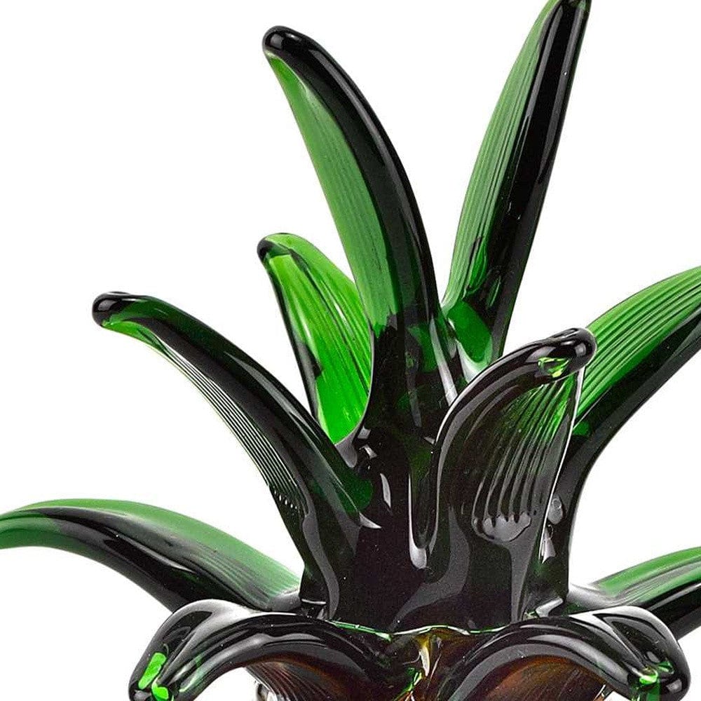 9" Orange Murano Glass Pineapple Statue Tabletop Sculpture - Homeroots - Flyclothing LLC