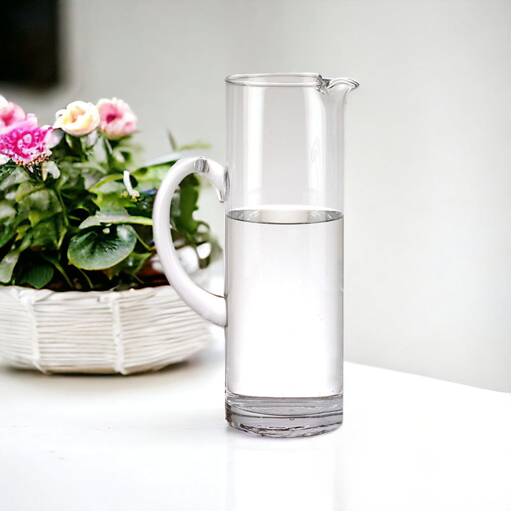 12" Clear Mouth Blown Lead Free Crystal Glass Pitcher - Homeroots