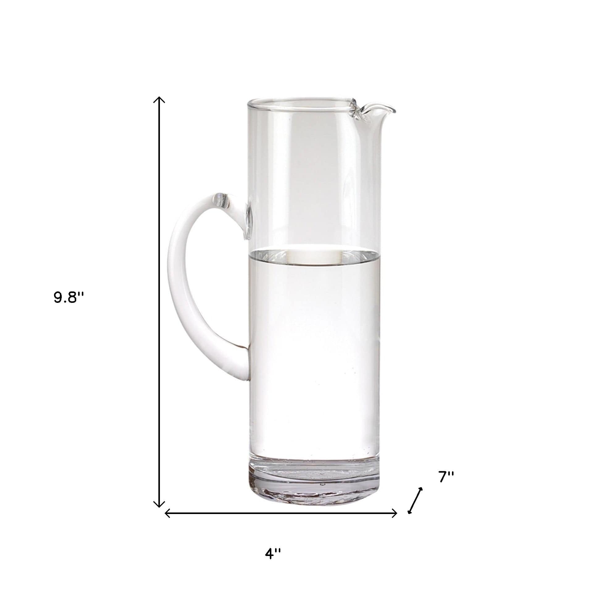 10" Clear Mouth Blown Lead Free Crystal Glass Pitcher - Homeroots - Flyclothing LLC
