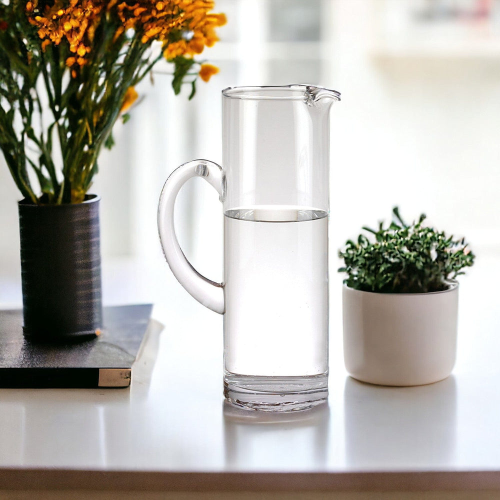 10" Clear Mouth Blown Lead Free Crystal Glass Pitcher - Homeroots