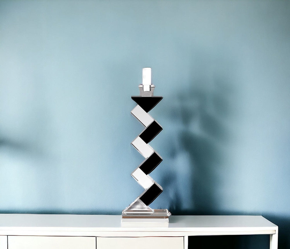 Black Crystal Geometric Tabletop Pillar Candle Holders - Homeroots