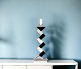Black Crystal Geometric Tabletop Pillar Candle Holders - Homeroots