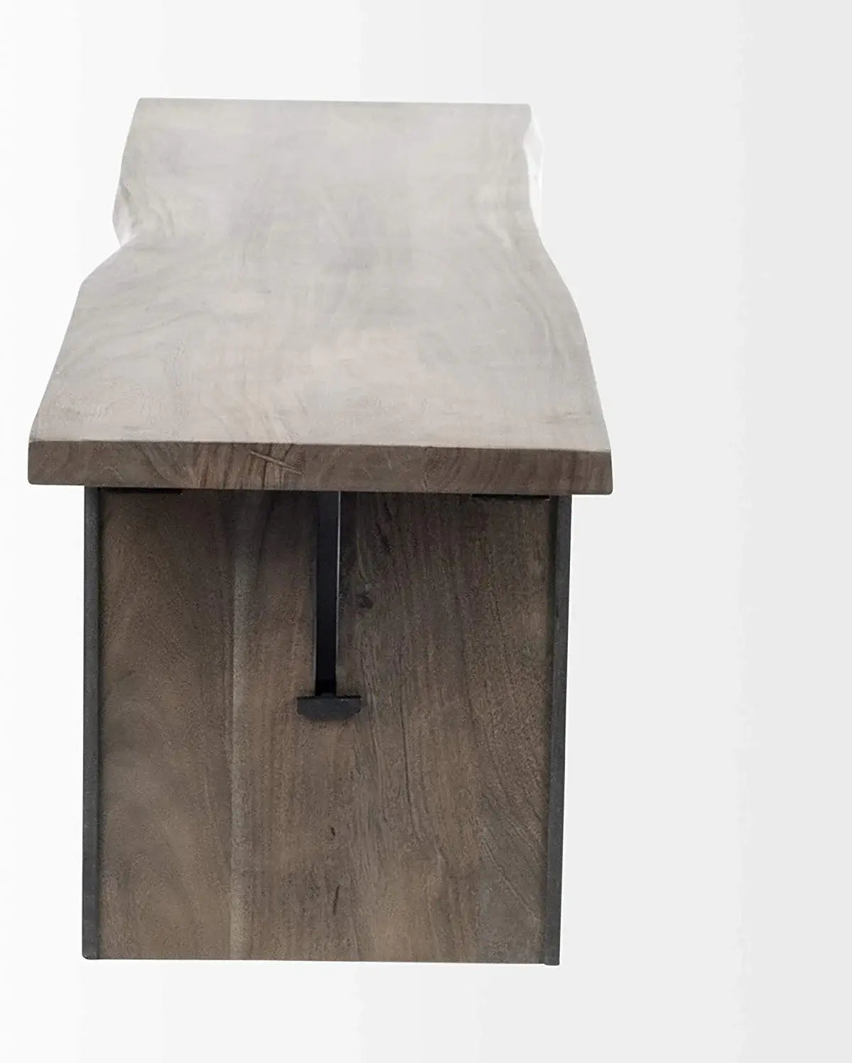 Rectangular Indian Mango Woodbrown Tone Finish W Metal Cladding On The Base Dining Bench - Homeroots - Flyclothing LLC