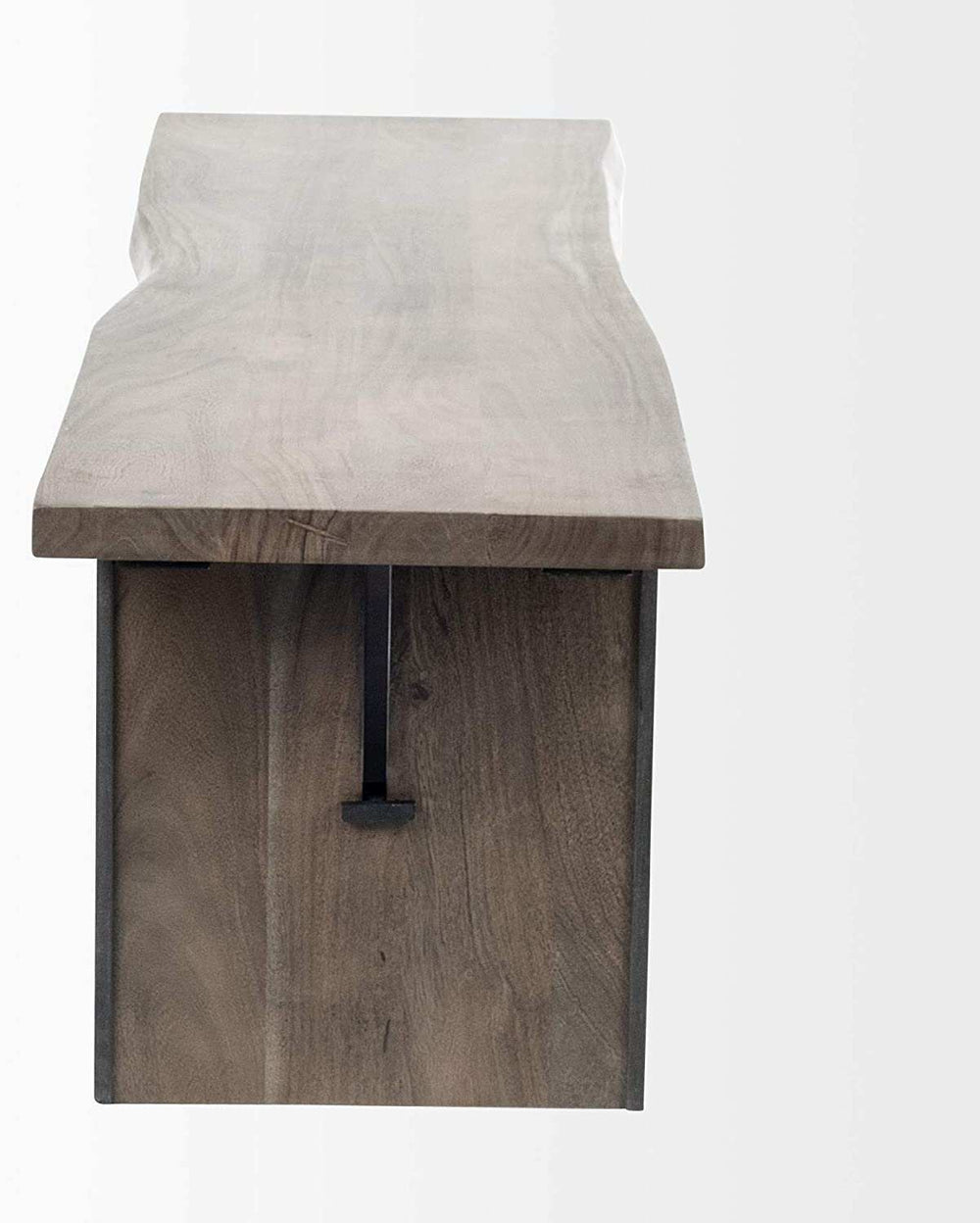 Rectangular Indian Mango Woodbrown Tone Finish W Metal Cladding On The Base Dining Bench - Homeroots - Flyclothing LLC