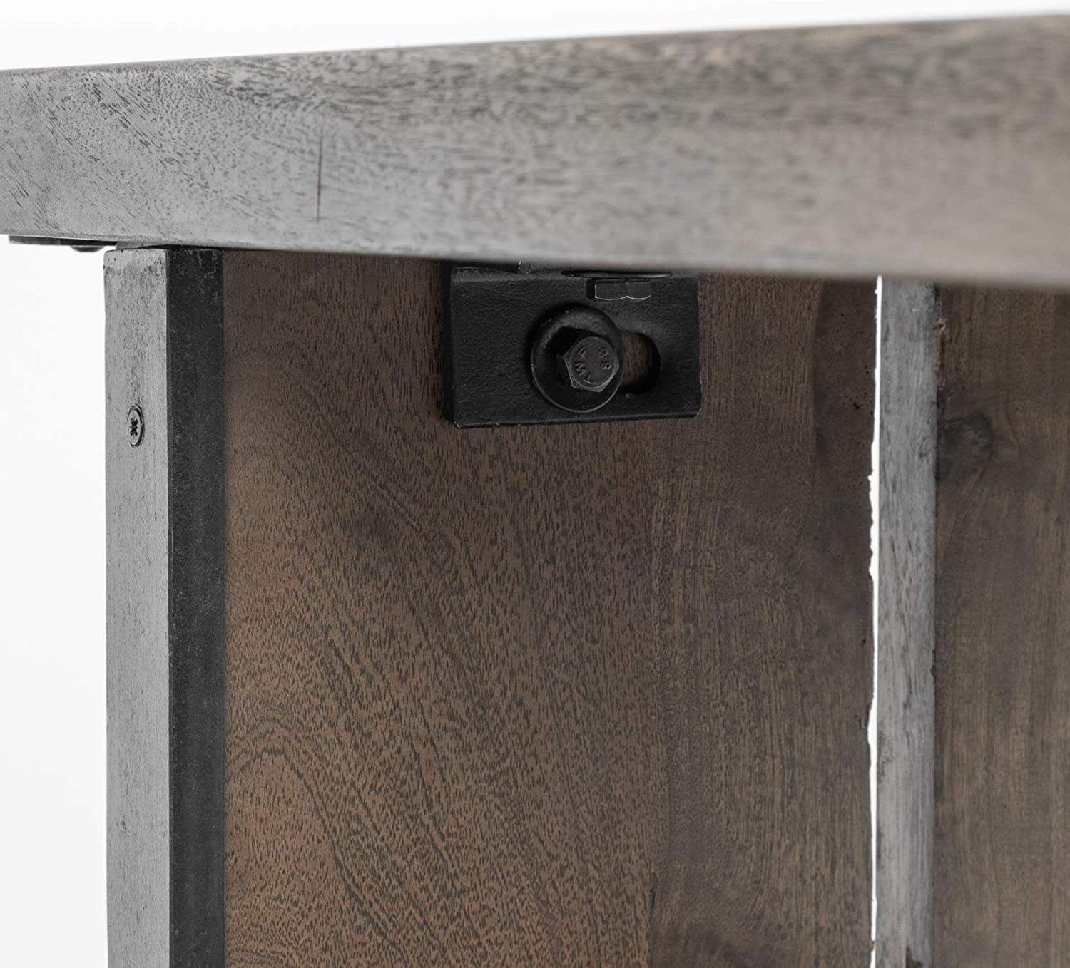 Rectangular Indian Mango Woodbrown Tone Finish W Metal Cladding On The Base Dining Bench - Homeroots - Flyclothing LLC