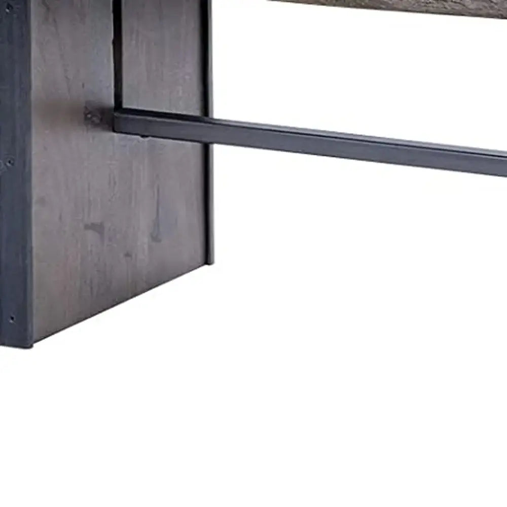 Rectangular Indian Mango Woodbrown Tone Finish W Metal Cladding On The Base Dining Bench - Homeroots - Flyclothing LLC