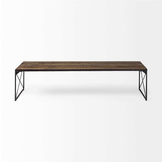 Rectangular Mango Woodmedium Brown Top And Black Iron Base Accent Bench - Homeroots - Flyclothing LLC