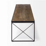 Rectangular Mango Woodmedium Brown Top And Black Iron Base Accent Bench - Homeroots - Flyclothing LLC