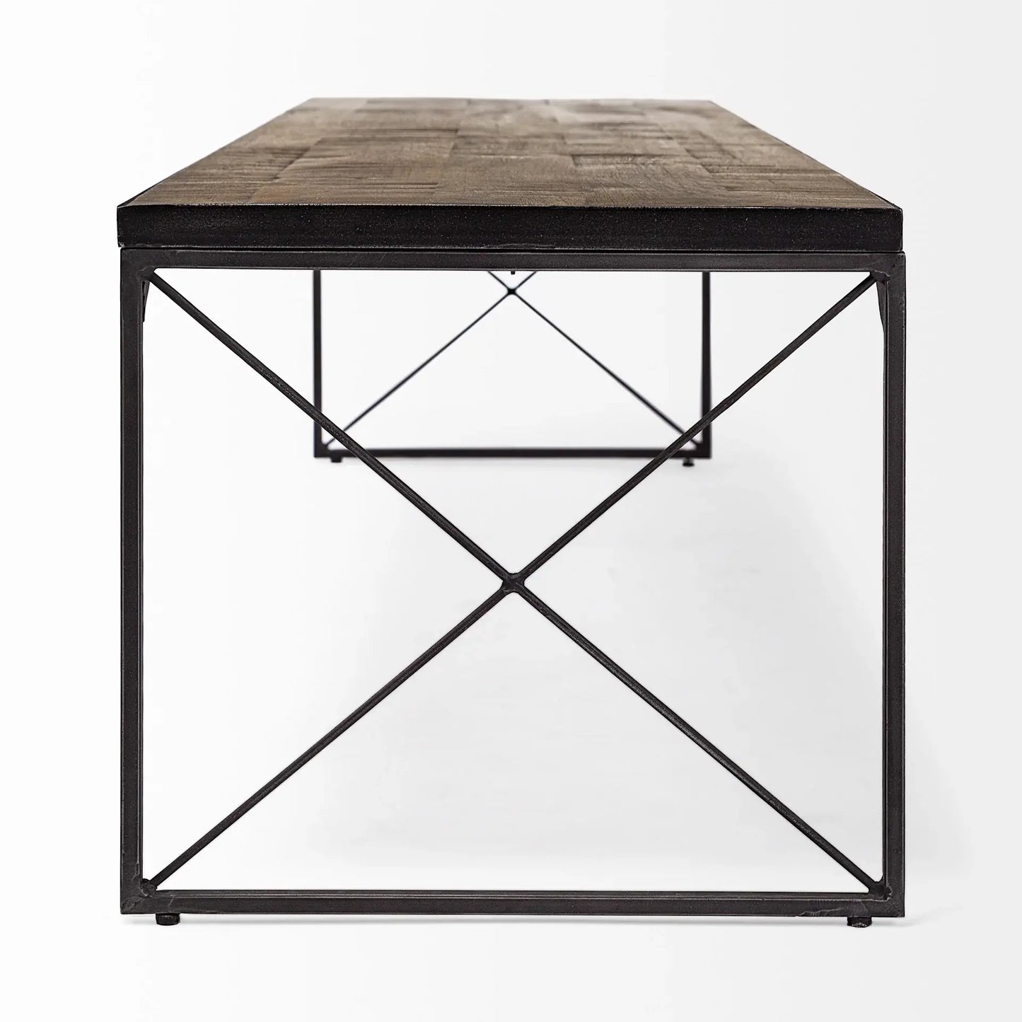 Rectangular Mango Woodmedium Brown Top And Black Iron Base Accent Bench - Homeroots - Flyclothing LLC