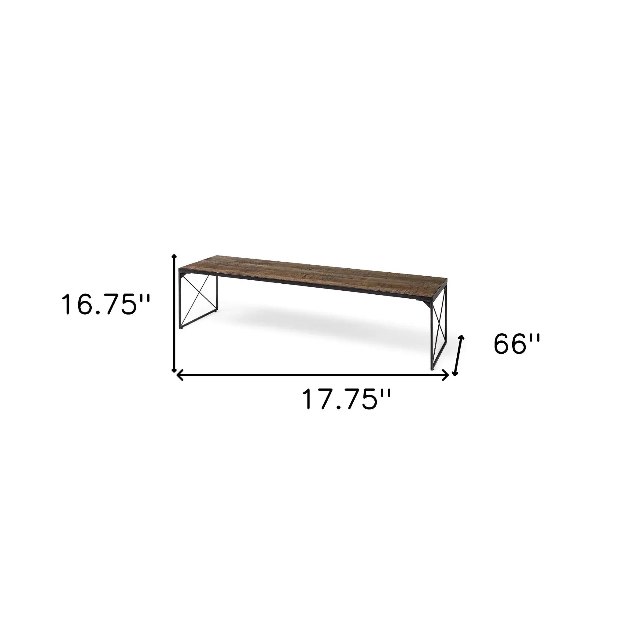 Rectangular Mango Woodmedium Brown Top And Black Iron Base Accent Bench - Homeroots - Flyclothing LLC