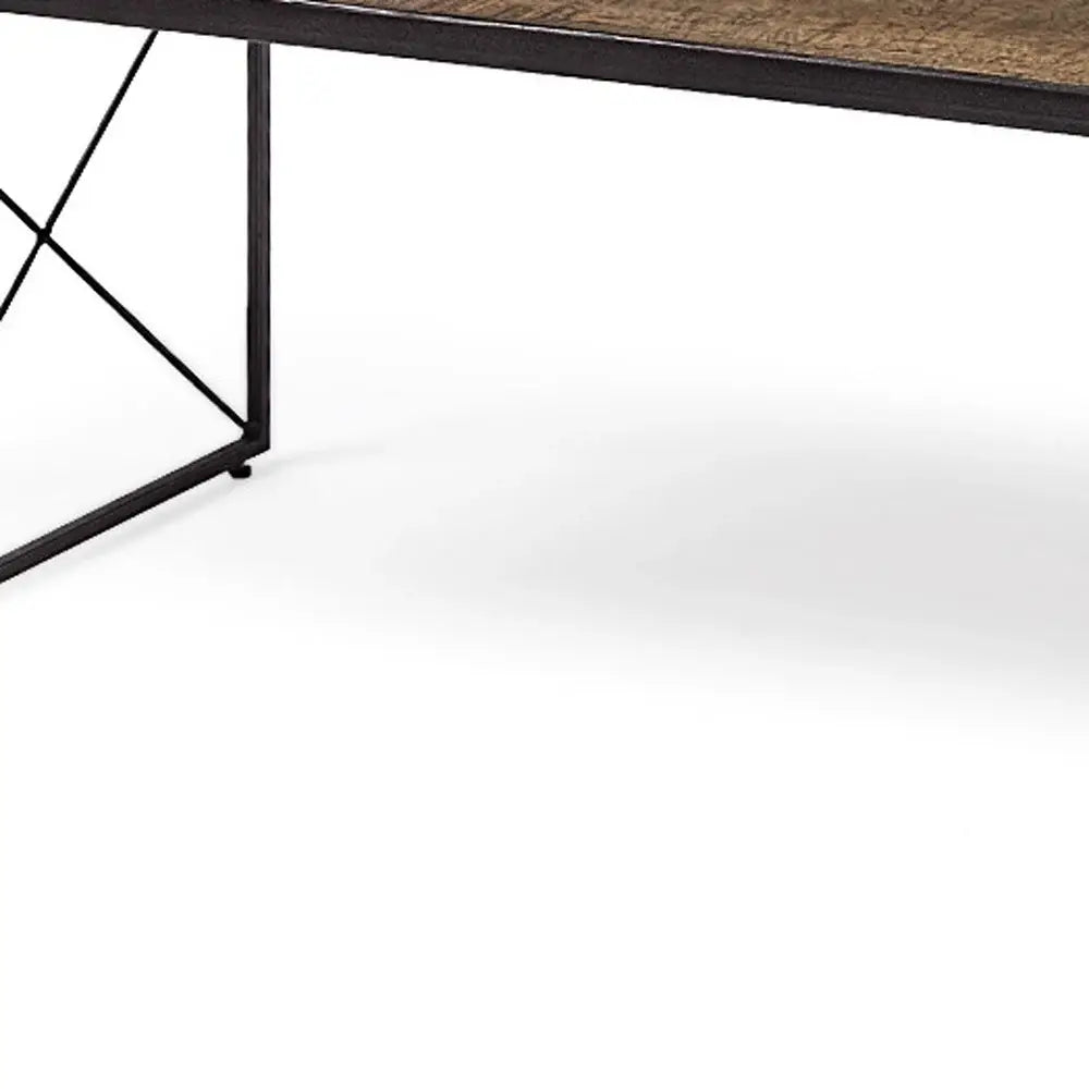 Rectangular Mango Woodmedium Brown Top And Black Iron Base Accent Bench - Homeroots - Flyclothing LLC