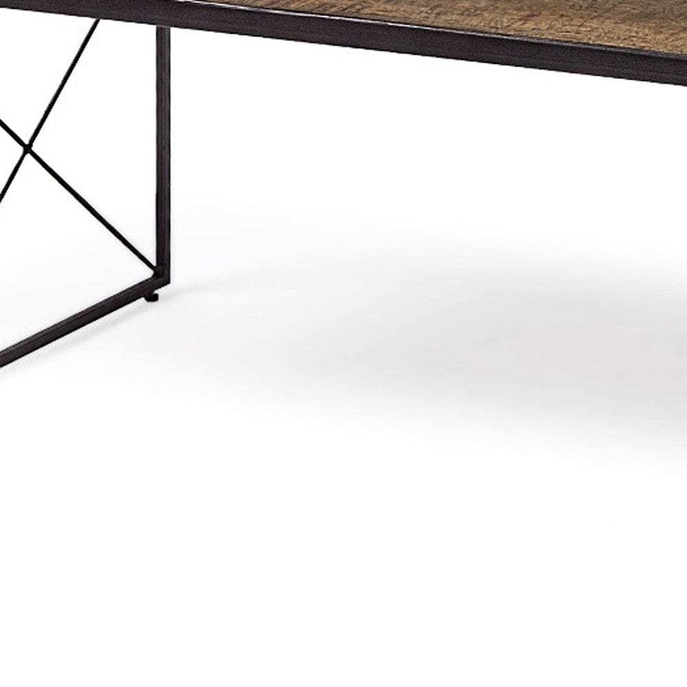 Rectangular Mango Woodmedium Brown Top And Black Iron Base Accent Bench - Homeroots - Flyclothing LLC