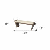 14" Cream and Brown Upholstered Linen Blend Bench - Homeroots - Flyclothing LLC