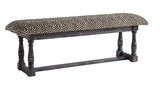 56" Black and White and Gray Upholstered Cotton Blend Trellis Bench - Homeroots