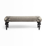55" Gray and Black Upholstered Cotton Blend Floral Distressed Bench - Homeroots - Flyclothing LLC