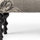 55" Gray and Black Upholstered Cotton Blend Floral Distressed Bench - Homeroots - Flyclothing LLC