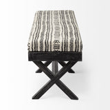 16" Gray and White and Black Upholstered Cotton Blend Bench - Homeroots