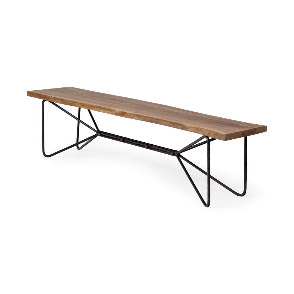 16" Brown and Black Dining Bench - Homeroots