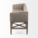 19" Beige and Brown Upholstered Cotton Blend Bench - Homeroots