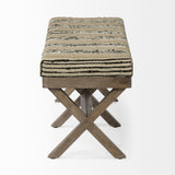 16" Beige And Brown Upholstered Cotton Blend Bench - Homeroots - Flyclothing LLC