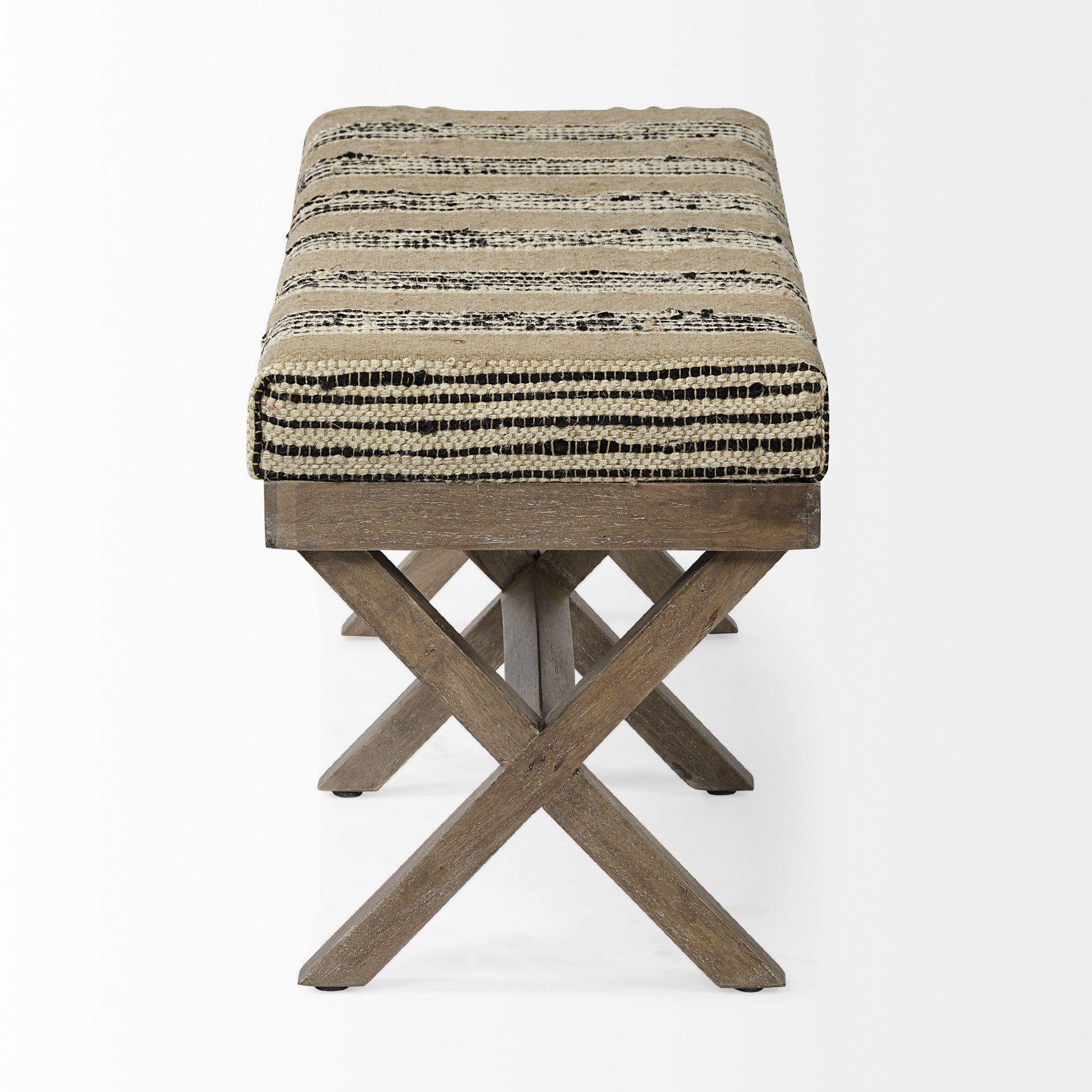 16" Beige And Brown Upholstered Cotton Blend Bench - Homeroots - Flyclothing LLC