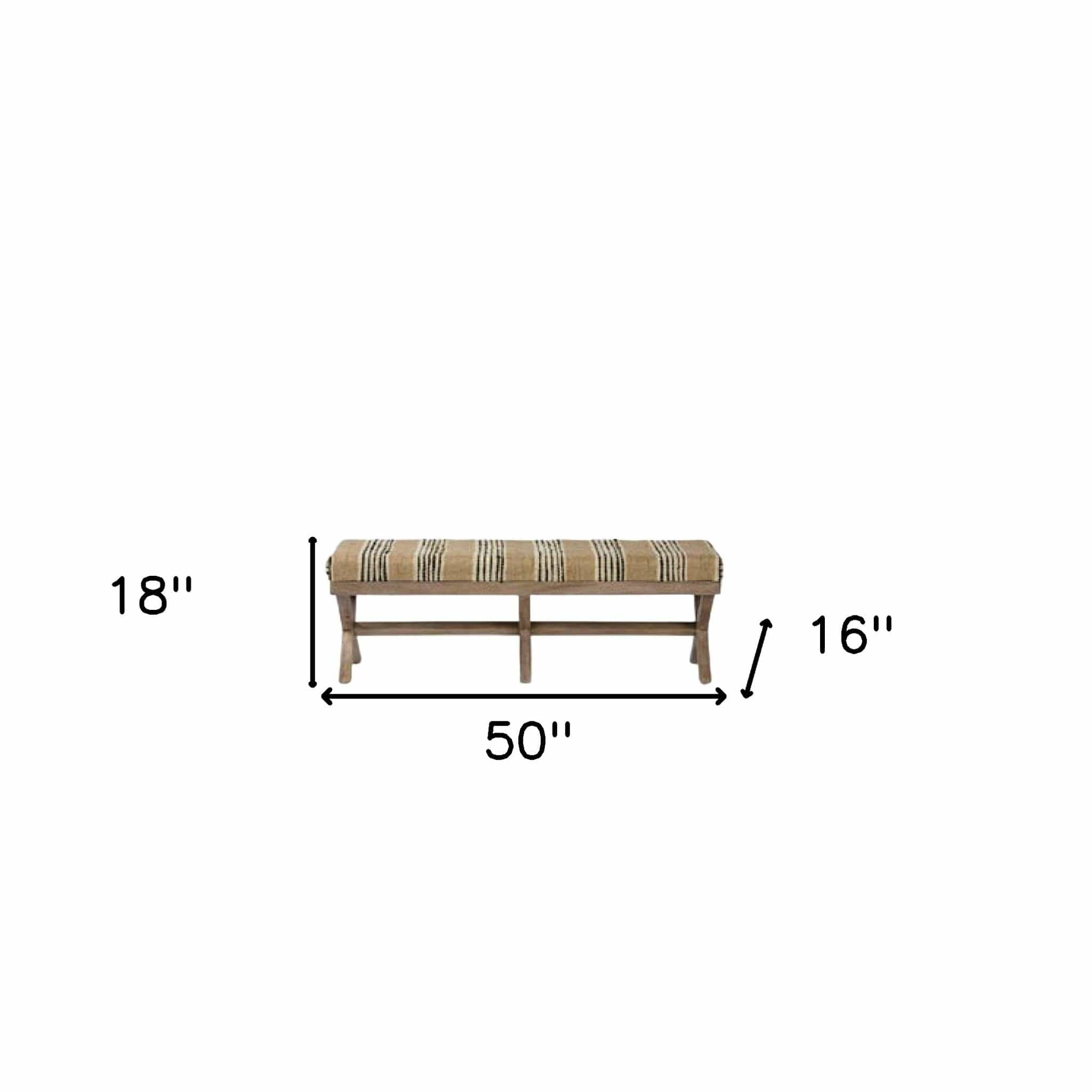 16" Beige And Brown Upholstered Cotton Blend Bench - Homeroots - Flyclothing LLC