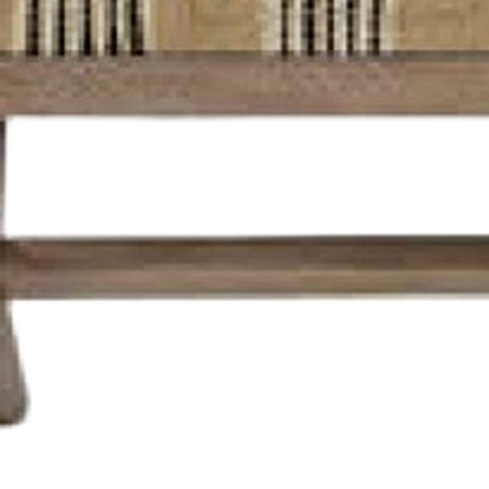 16" Beige And Brown Upholstered Cotton Blend Bench - Homeroots - Flyclothing LLC