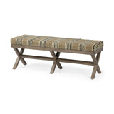 16" Beige And Brown Upholstered Cotton Blend Bench - Homeroots - Flyclothing LLC