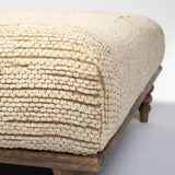 42" Cream And Brown Upholstered Cotton Blend Bench - Homeroots