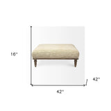 42" Cream And Brown Upholstered Cotton Blend Bench - Homeroots