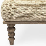 42" Cream And Brown Upholstered Cotton Blend Bench - Homeroots