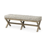 16" Beige and Brown Upholstered Faux Leather Bench - Homeroots - Flyclothing LLC