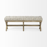 16" Beige and Brown Upholstered Faux Leather Bench - Homeroots